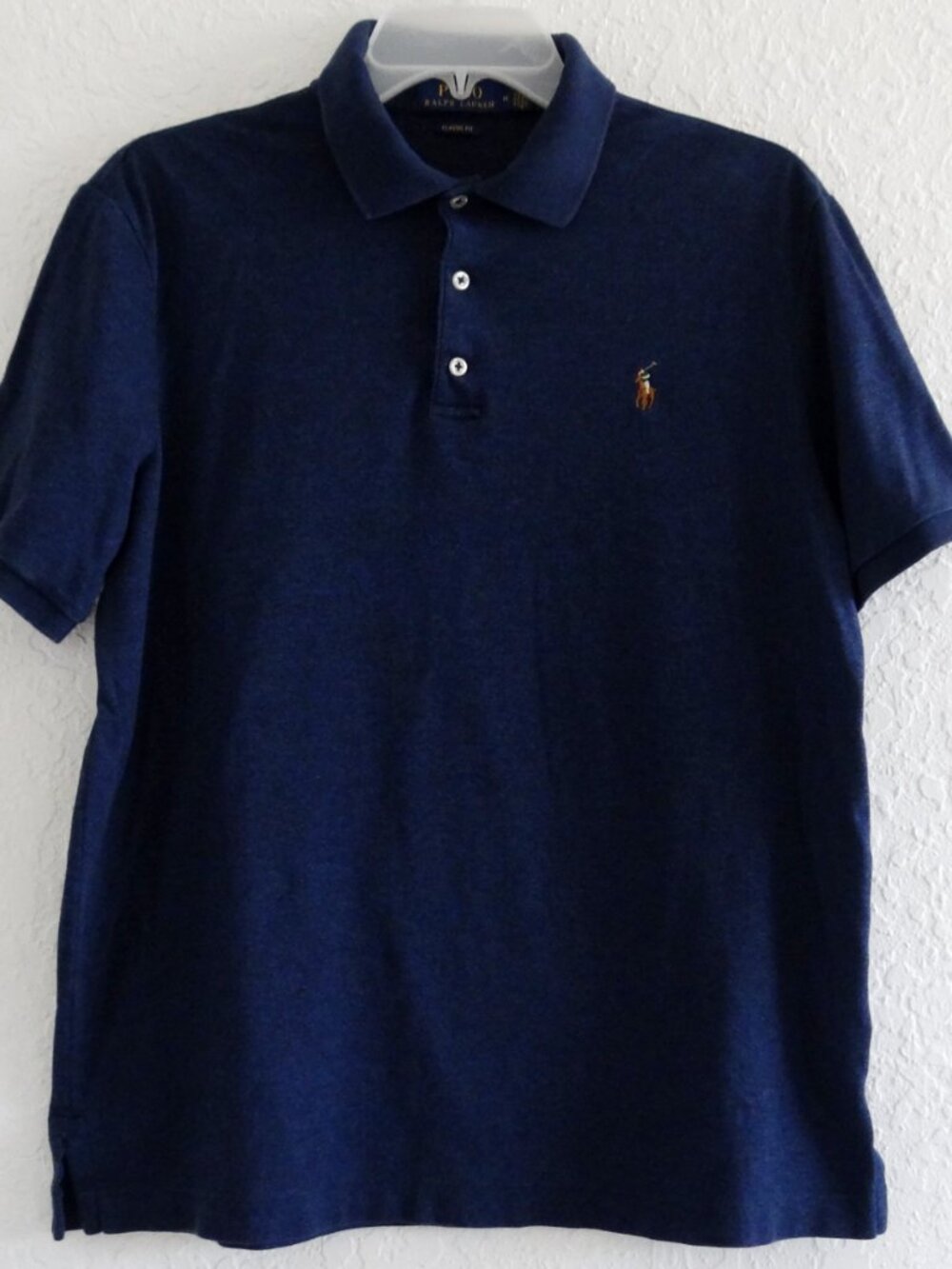 POLO RALPH LAUREN Men's M Classic Fit Short Sleeve Polo Shirt Navy Heather Soft - Picture 2 of 7
